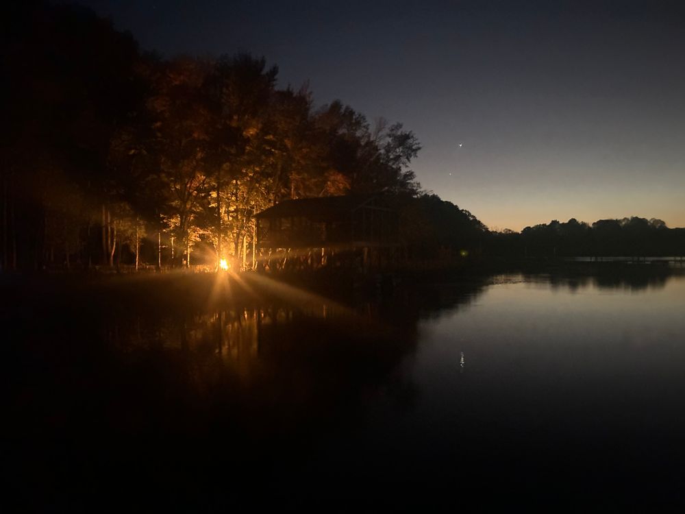 Campfire beside the lake